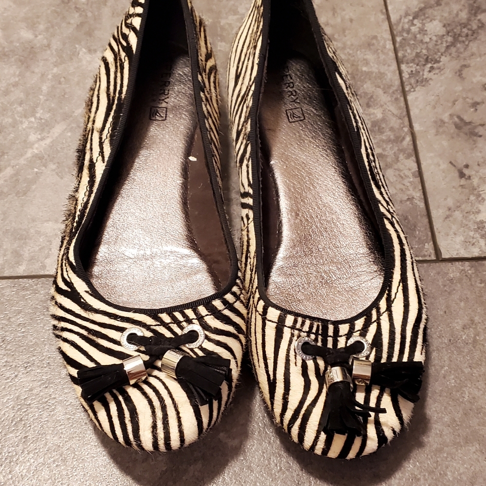 Zebra Print Tassel Flats